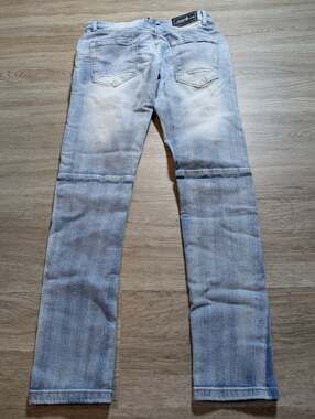 Copper Rivet Mens Blue Size 29/30 Slim Fit Moto Biker Stretch Jeans Casual